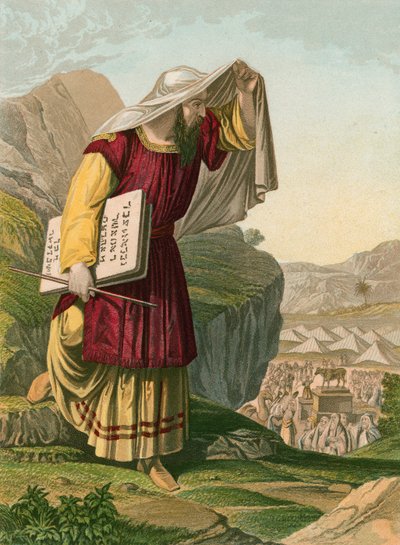 Moses descending from Mount Sinai by English School